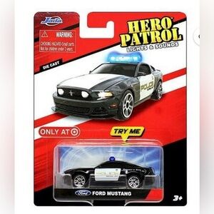 Ford Mustang Black 1/64 with Lights & Amp Sounds Jada Hero Patrol
